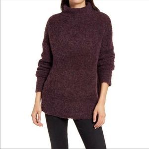 Treasure & Bond Burgundy Stem Boucle Funnel Neck Long Sleeve Sweater Size Large